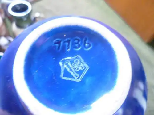 Rosemarie Gläser Designerin bei Strehla  hier Space Ära VEB Strehla Blau geflammt Formnummer 1136 Mid Century ca 1970 sehr selten !