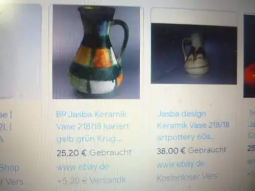 Jasba Keramik Mid Century Vintage Henkelkanne Rockabilly Ära 1950  Formnummer: 218/18