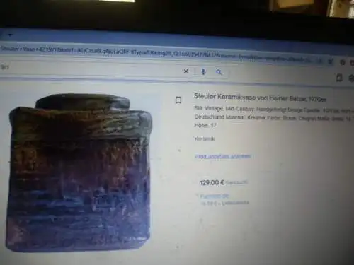 Steuler Studiokeramik Designer Heiner Balzer 1937 .? Quadratische eingezogene Form