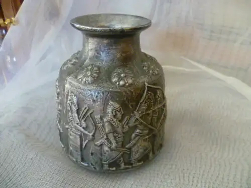 Scheurich Relief Vase im Pharao Design sehr selten 331-15 ... Mid Century Lasur in Silber !!!