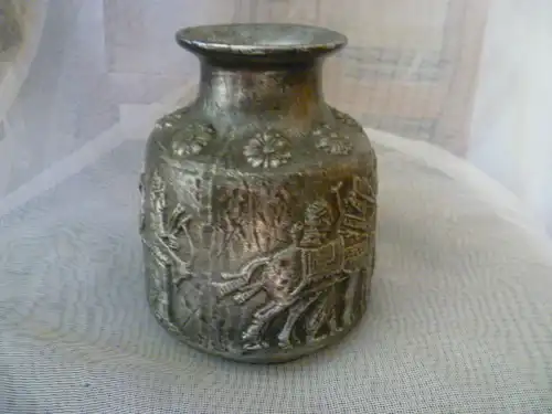 Scheurich Relief Vase im Pharao Design sehr selten 331-15 ... Mid Century Lasur in Silber !!!