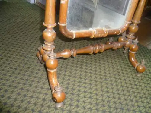 Schmink / Friseur Klappspiegel Louis Philippe 1860 Birnbaum Spiegel erhalten