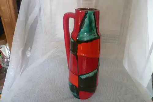 Scheurich Vase 275-28 Vintage Mid Century  sgraffito- Spiderweb pattern design Fat Lava , glasiert glänzend , rot  mocca türkis. exzellenter Vintage Zustand Ära 60/70