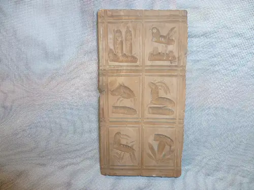 Springerle Model6 seltene Motive :Wildschwein Gams.... fein geschnitzte  um 1870 : Provenienz Bäckerei  Gauss in Bretten