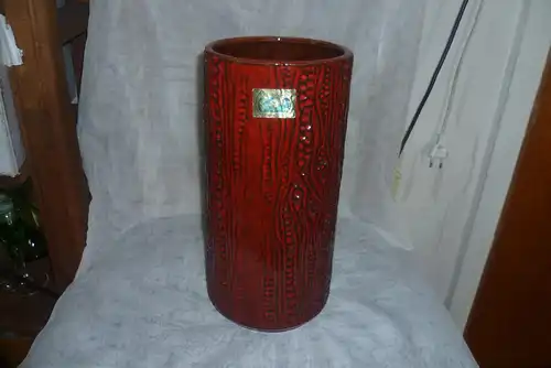 Mid Century Carstens Fat Lave Weinrote Dekor wie ein Brunnen !! runde Keramik Vase Formnummer: 7649-30