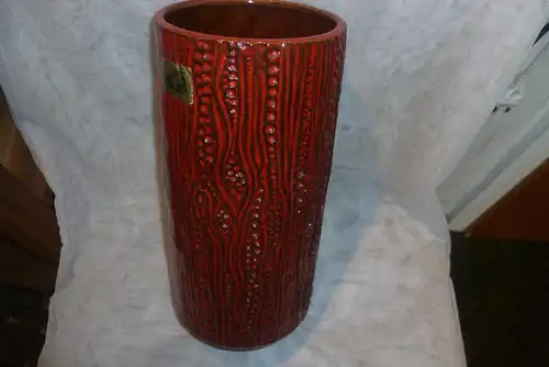 Mid Century Carstens Fat Lave Weinrote Dekor wie ein Brunnen !! runde Keramik Vase Formnummer: 7649-30