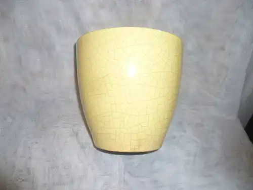 Dotter gelber Übertopf aus dem Wintergarten Teller Vintage 1950  H 14,5 cm Durchm. 15 cm 