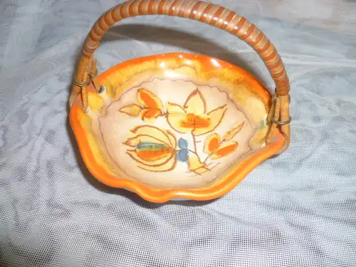 Steuler Mühlacker Kekse Gebäck Bast Henkelschale bemalt mit Rosen