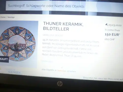 Tee Kännchen mit Deckel Thuner Chrutmuster auch Edelweiß  von Josef Wanzenried 1840-1900 oder Lengacher Max um 1880 entstanden