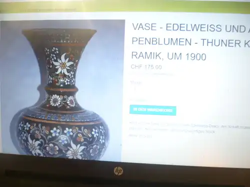 Tee Kännchen mit Deckel Thuner Chrutmuster auch Edelweiß  von Josef Wanzenried 1840-1900 oder Lengacher Max um 1880 entstanden