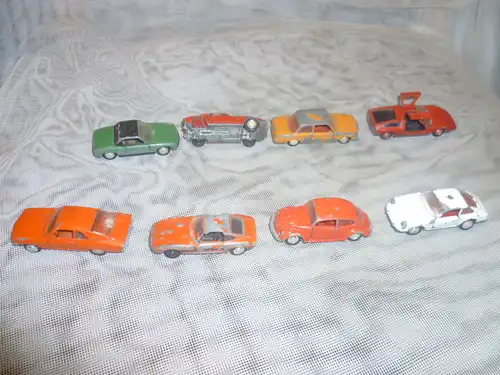8 Stück Schuco 1/66Konvolut Opel Manta 2Opel GT , VW 1302,Porsche 911 S Polizei, VW Porsche, Bmw 1800,Merzedes C111 