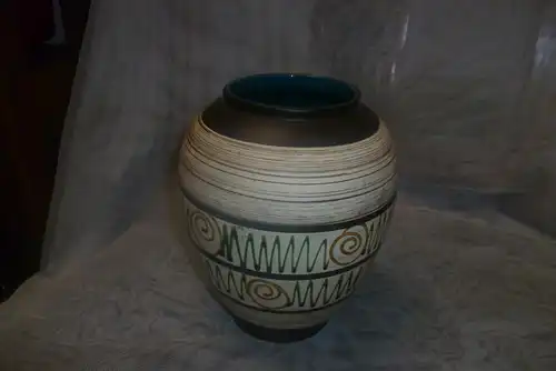 Mid Century Scheurich Keramik Vase Vintage 60 Ära Graffiti Dekor Formnummer: 526-17