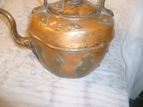 Musealer friesischer Kupfer Tee Wasserkessel mit seltenem originalem Deckel um 1800