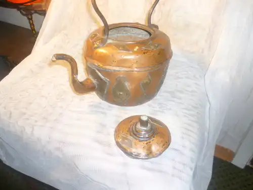 Musealer friesischer Kupfer Tee Wasserkessel mit seltenem originalem Deckel um 1800