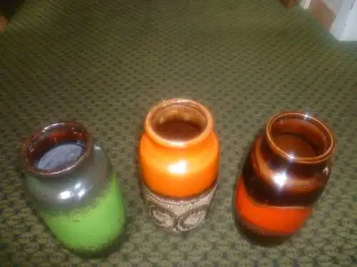 Konvolut 3 Stück Vulkan Fat Lava Scheurich Modernist  Lauflasuren 213-20 Mid Century 1970