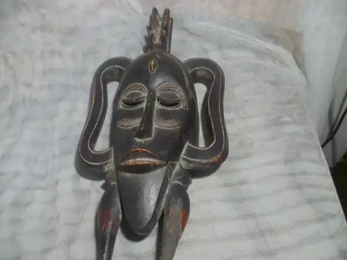Tribal Art : Elfenbeinküste Senufo Kpelie Maske antike um 1900 originale Stammes Maske originale Patina schön geschnitzt. Innen alter Klebeetikett einer französischen Kolonie 