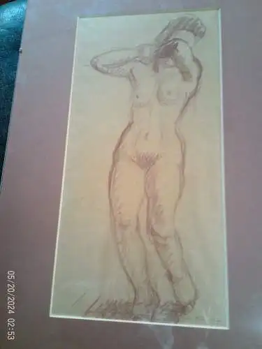 Rehmann Erwin Schweizer Bildhauer/Maler 1921-2020 Rötelzeichnung Junger Mädchenakt Original 1950s Swiss Art“, „Mid Century Nude Study“ Meisterschüler von Edouard Spörri 1901-1995