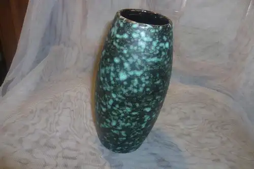 Modernist Mid Century Vase super selten melierter türkisfarben Schaumlasur Fat Lava Scheurich,Pop  Art Design ! Form : 522-20
