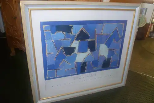 Paul Klee Blue Night 1937 Ausstellungsplakat als Kalligaphie herausgegeben vom Kunstmuseum Basel. Provenienz: Kunstgalerie Pfeil Heilbronn