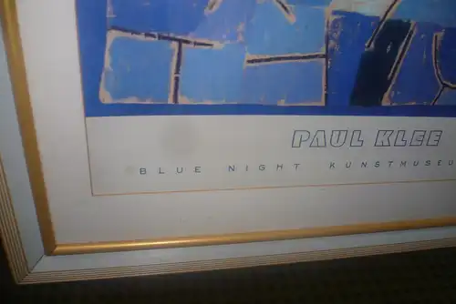 Paul Klee Blue Night 1937 Ausstellungsplakat als Kalligaphie herausgegeben vom Kunstmuseum Basel. Provenienz: Kunstgalerie Pfeil Heilbronn