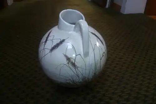 Edel AW Jawa Keramik Vase Formnummer  3851 Handbemalt seltenes See Wasser Schilf Motiv