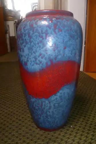 Schlossberg " Fanal " Keramik pottery vase 624 - 45 Mid Century 1970 am Markt sehr selten  Lasur :Türkis Ferrari rot 