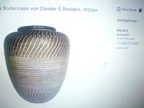  Vase Keramik Dümler&Breiden Modernist Design Rudolf  Christmann Schwarz farbenfrohes Ritzdekor ist sehr farbenfroh 