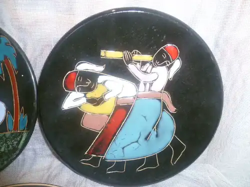 Ruscha Emaile Dekor Keramik Wandteller Dekor Orient 2 Vintage 50 Jahre