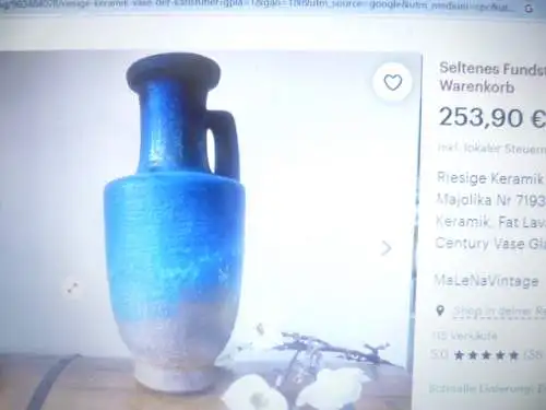 Fat Lava Keramik Vase der Karlsruher Majolika . Wohl Friedegard Glatzle. Modell Nr 7193 mit unglaublichen 61cm Höhe