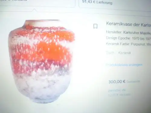 Fat Lava Keramik Vase der Karlsruher Majolika . Wohl Friedegard Glatzle. Modell Nr 7193 mit unglaublichen 61cm Höhe