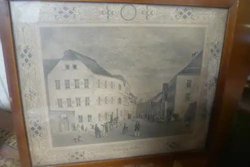 Pforzheim Brötzinger  Strasse  Stahlstich um 1900 , aus der Schubladen  licht geschützt !
