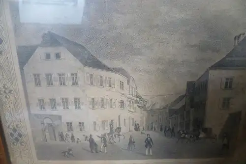 Pforzheim Brötzinger  Strasse  Stahlstich um 1900 , aus der Schubladen  licht geschützt !