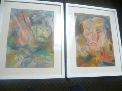 Harald Hahn USA 1920 - ?   " Gesicht - Gesichter Gruppe Stil Kubismus Einfluss : Edvard Munch und Paula Modersohn ! 