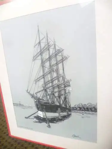 Passat am Liegeplatz in Travemünde Mischtechnik : Kohle in Weißhöhung