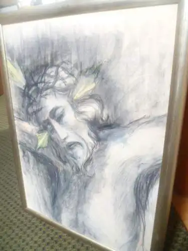 Otto Dix ?? 1891-1969 Jesus am Kreuz Mischtechnik  Kohle mit Pastell für 1 Gemälde Vintage Mid Century Art Deko  akademische Arbeit !