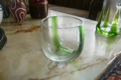 Jugendstilglas um 1910 Ferdinand von Poschinger Art Nouveau Glas mit grüner Einschmelzung  Design Hans Christiansen