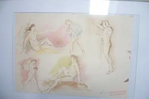 Rote Reiter Malergruppe Rudolf Hirschi 1917 Stuttgart – 2001 Aktstudien , Aquarell , Vorstudien für seine späteren Gemälde, Frühwerke