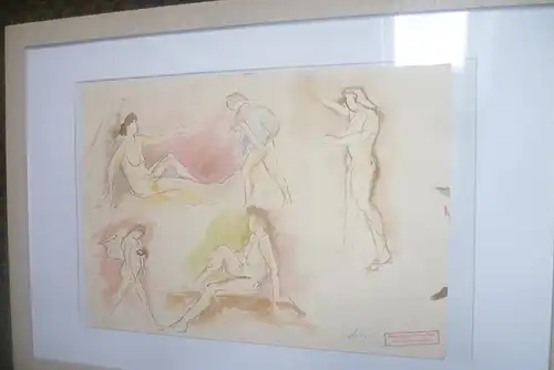 Rote Reiter Malergruppe Rudolf Hirschi 1917 Stuttgart – 2001 Aktstudien , Aquarell , Vorstudien für seine späteren Gemälde, Frühwerke