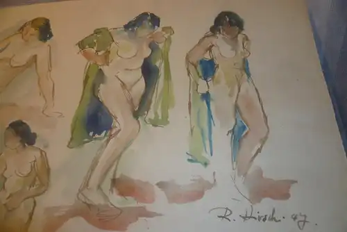 Rote Reiter Malergruppe Rudolf Hirschi 1917 Stuttgart – 2001 Aktstudien III, Aquarell , Vorstudien für seine späteren Gemälde, Frühwerke