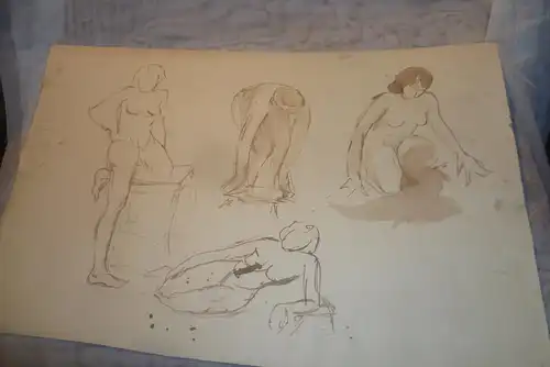 Rote Reiter Malergruppe Rudolf Hirschi 1917 Stuttgart – 2001 Aktstudien III, Aquarell , Vorstudien für seine späteren Gemälde, Frühwerke