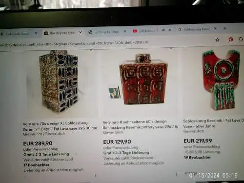 Schlossberg Designerin ist Ilse Stephan Keramik Vase Formnr.: 296-25-20 Mid Century 1960