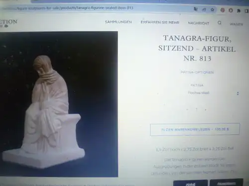 Junge Frau auf Steinsockel Tanagra Figur Art Deko um 1900 Masse: 7x9x15cm