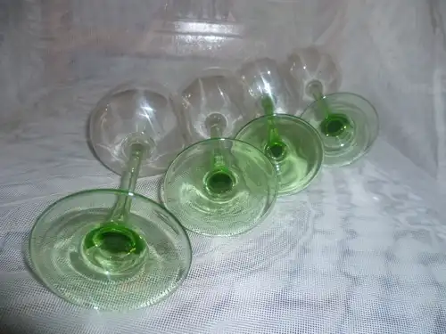 Original Jugendstil Kristall Gläser 4 Stück von Peter Behrens Form Weingläser Art Nouveau um 1915-25 mehrfach facettierte Kuppa