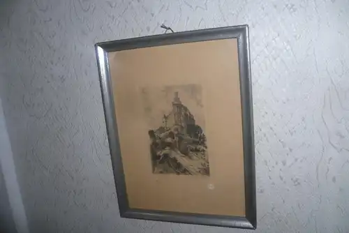 Marksburg Ansicht Radierung signiert OTH   