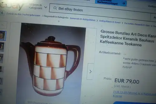 Art Deco Teekanne Krug Carstens Gräfenroda Spritzdekor Bauhaus Dekor 209 von 1922   !!! 