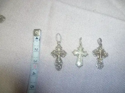 Konvolut 3 Kreuze Ukrainische /russischer Silberschmuck mit Provenienz: Kirillo-Beloserski-Kloster