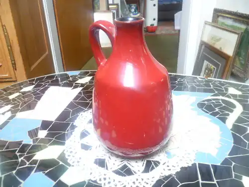 Fritz van Daalen Signalrote Kubismus Design Henkelkeramik der 1970 Jahre Höhe : 20 cm ein Vitrinen Stück ! aus der Vitrine nur Euro 34,80