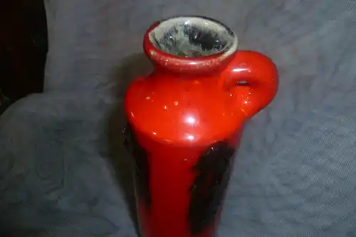 Scheurich 208 ? Designerin: Gerda Heukeroth Mid Century 1960 elegante rot/schwarz Fat Lava