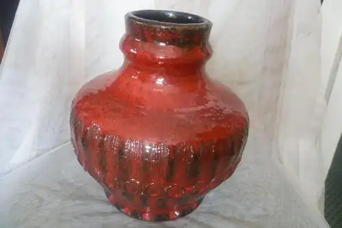 Keramik Vase von Aldo Londi bei Bitossi seltene Farben Ferrari Rot Fat Lava Lasur aus den 1950 Jahren 