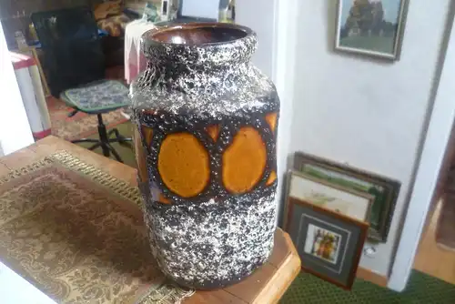 Gerda Heukeroth Scheurich Keramik Vase Brutalist  Fat Lava Lasur aus den 1960 Jahren  Fat Lava Lasur  aus den 1950 Jahren Inka Dekor ! 